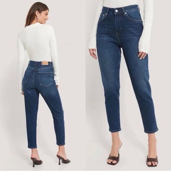 NA-KD Organic Cotton High Waist Straight Leg Five Pocket Mom Jeans size 4 - Picture 1 of 10